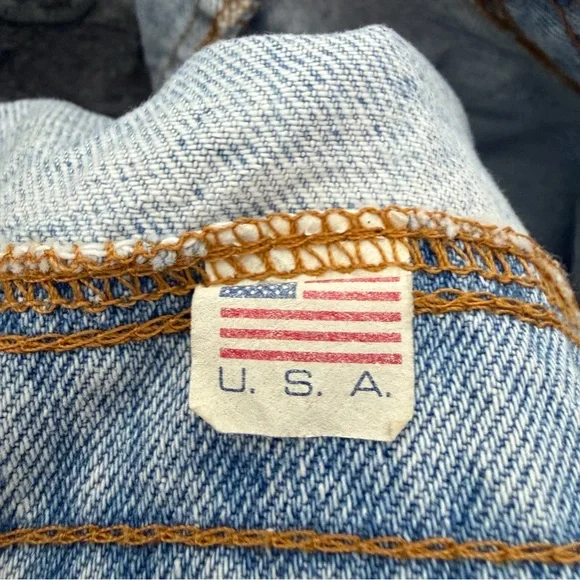 Vintage Denim Jean oversized Distressed Tote Bag Arizona Cactus - Picture 11 of 11